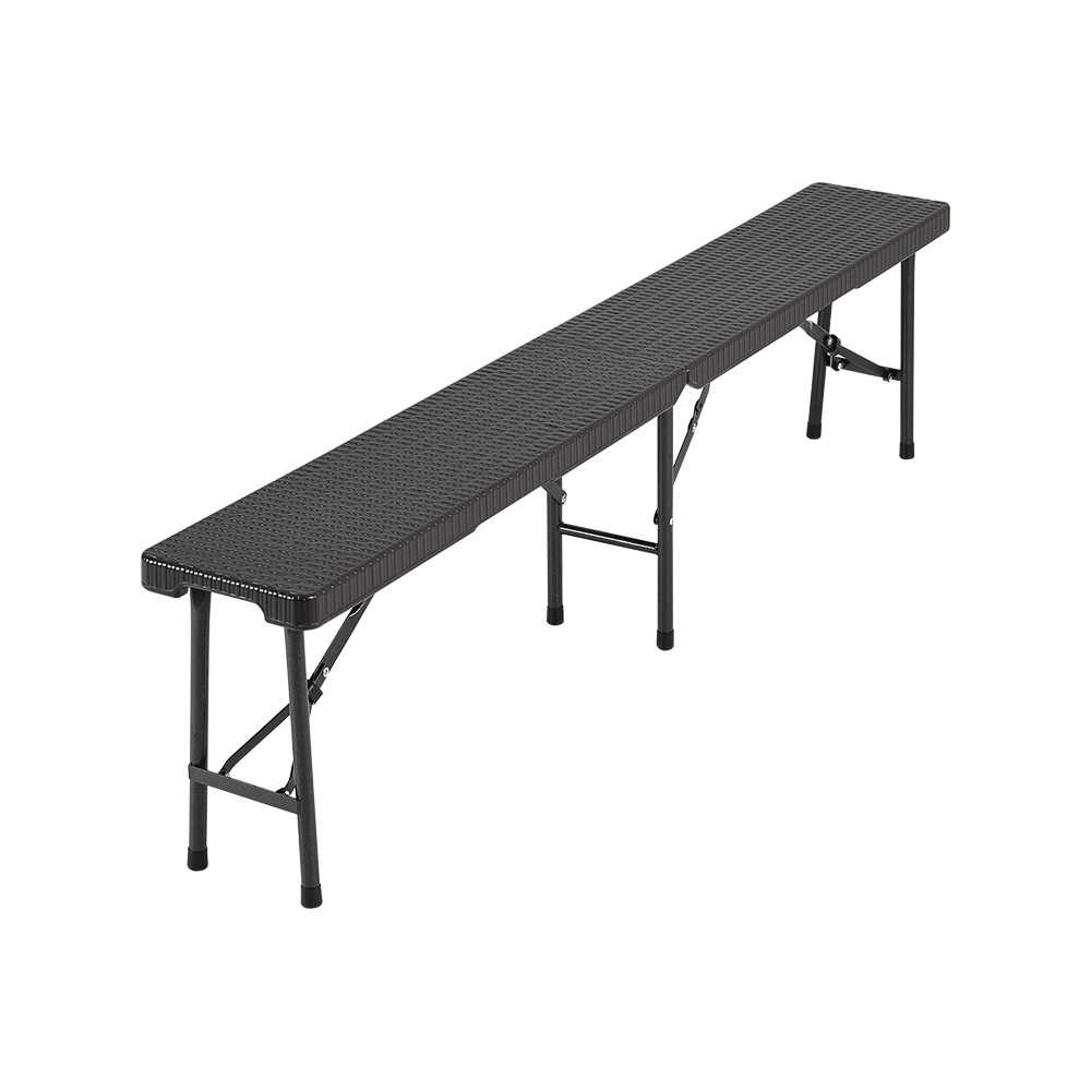 Set of 2 Rattan Plastic Outdoor Folding Bench Black - Daily Deals