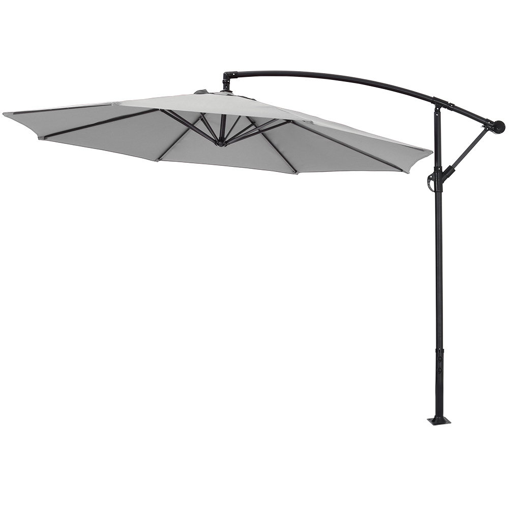 Light Grey Large 3M Cantilever Parasol with Cross and 4-Piece Base - Daily Deals