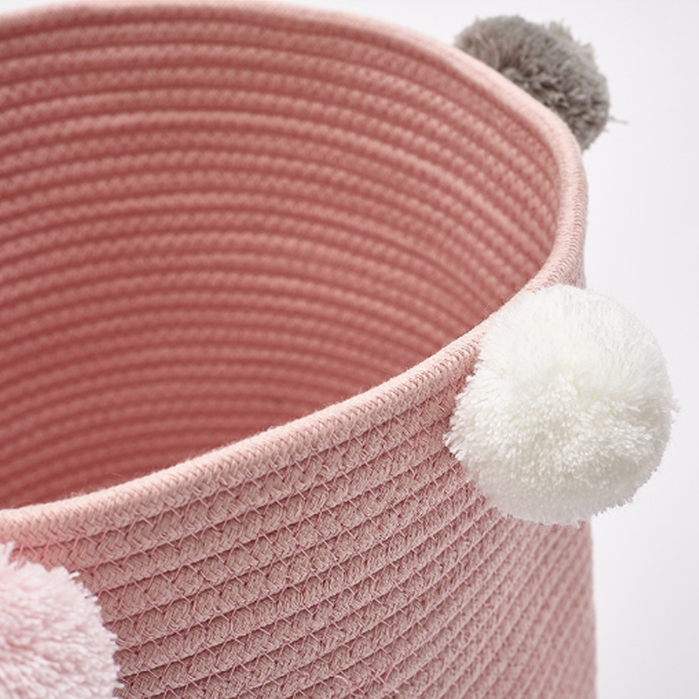 Pink Cotton Rope Basket Woven Laundry Blanket Toy Basket Organizer - Daily Deals