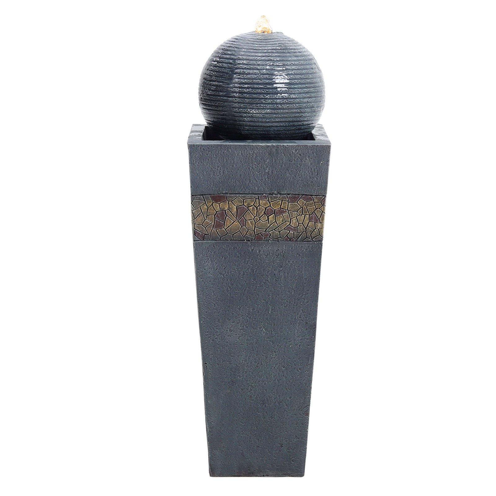 Modern Style Trapezoidal Water Polo Fountain with Warm Light Outdoor - Daily Deals
