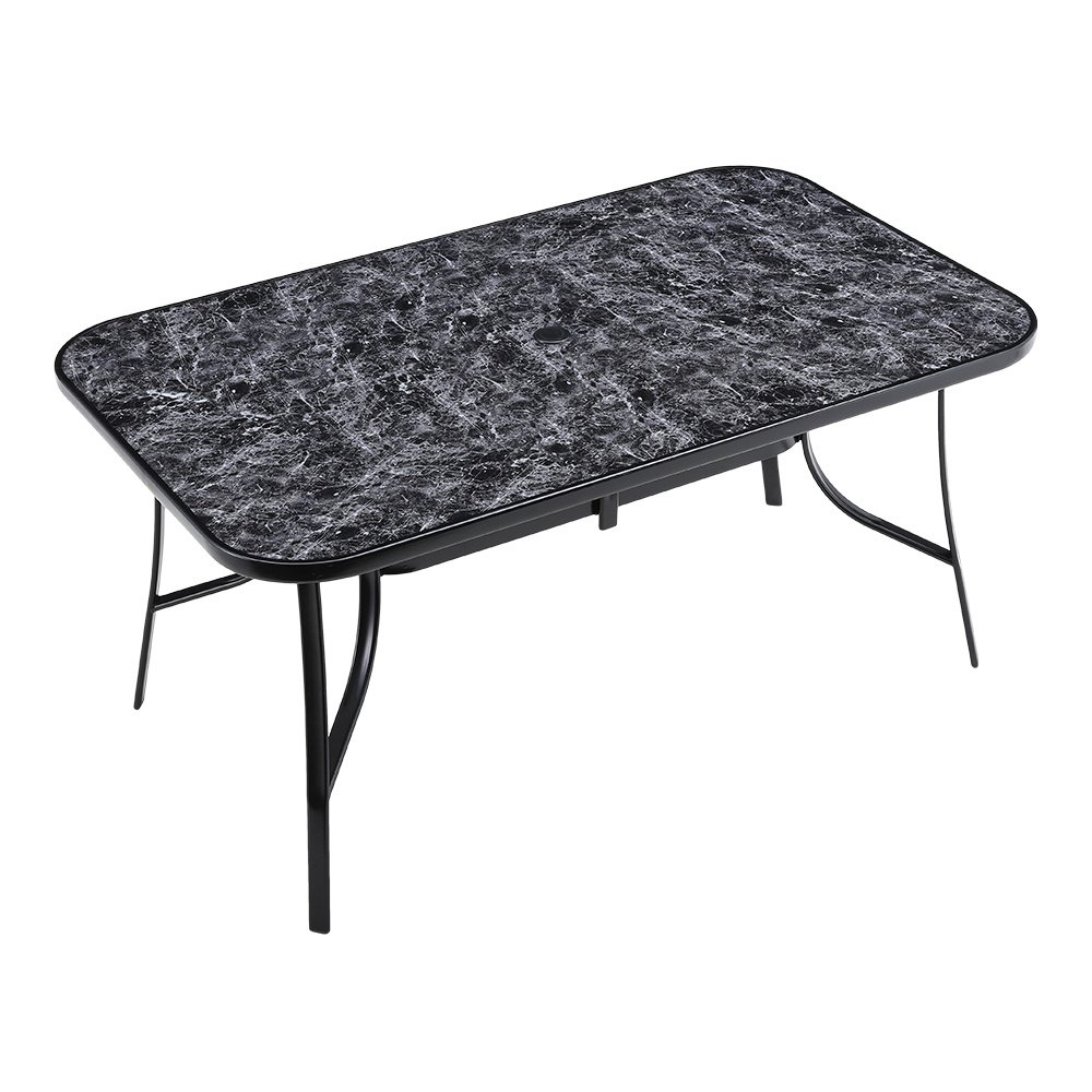 Garden Tempered Glass Rectangle Marble Coffee Table 150*90cm, Black - Daily Deals