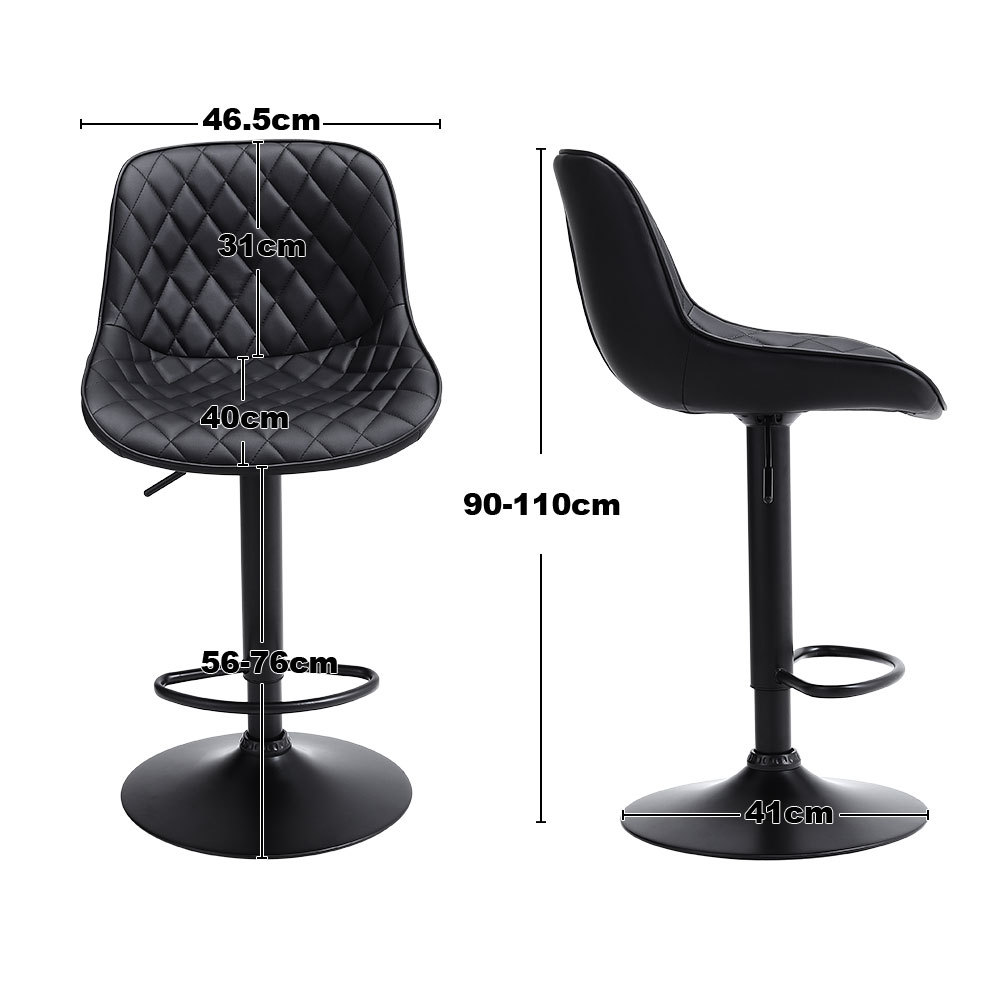 Adjustable Height Black Faux Leather Bar Stools Set of 2 - Daily Deals