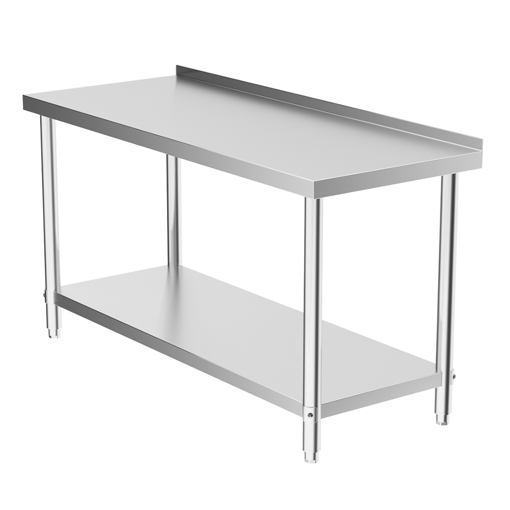 2 Tier Stainless Steel Table with Backsplash - Daily Deals
