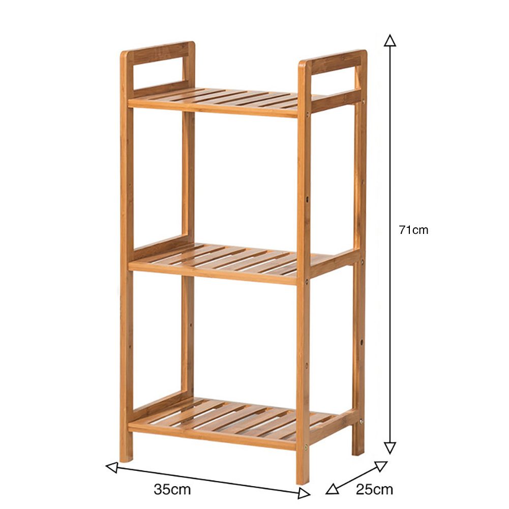 3-Tiered Bamboo Wood Living Room Book Nightstand Storage Shelf - Daily Deals