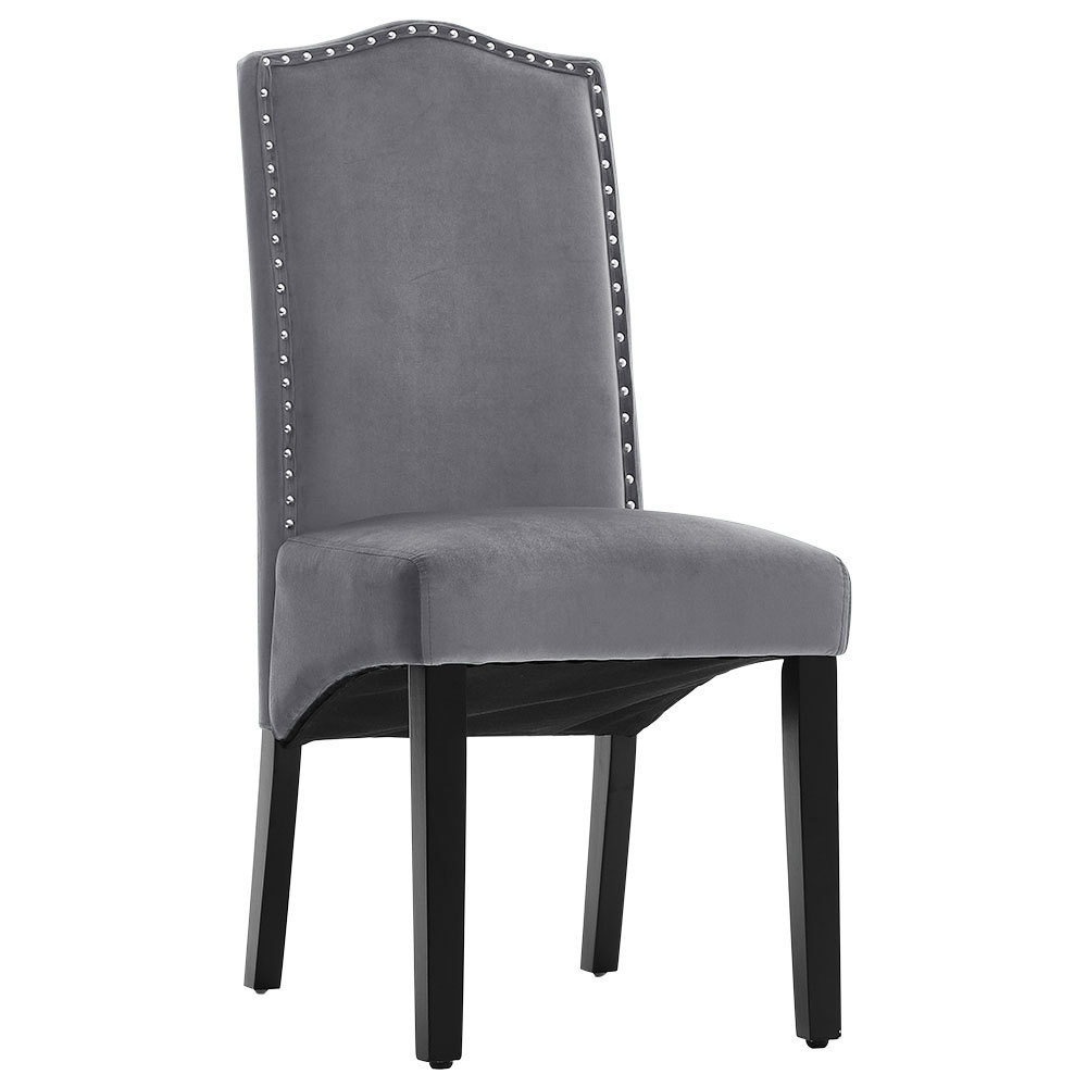 Set of 2 Grey Velvet High Back Dinning Chair - Daily Deals