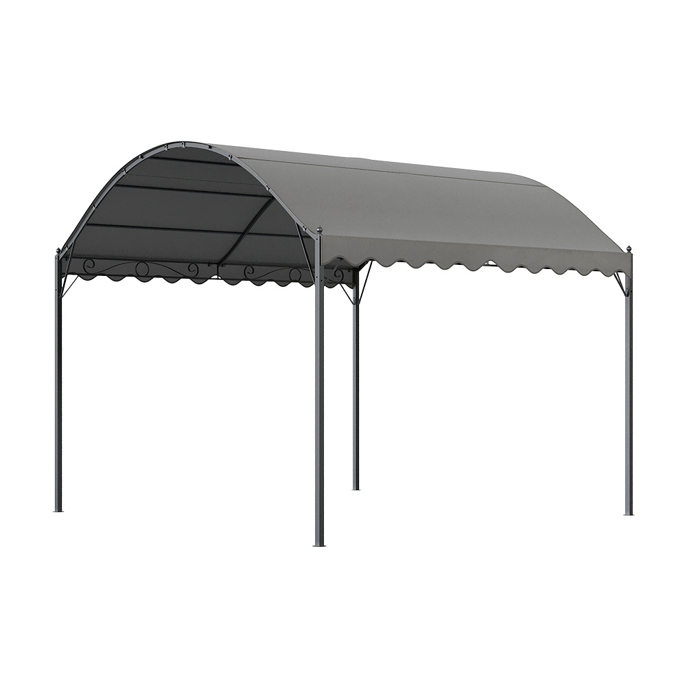 Outdoor Patio UV Protection Waterproof Metal Arched Pergola with Shade, Dark Grey - Daily Deals