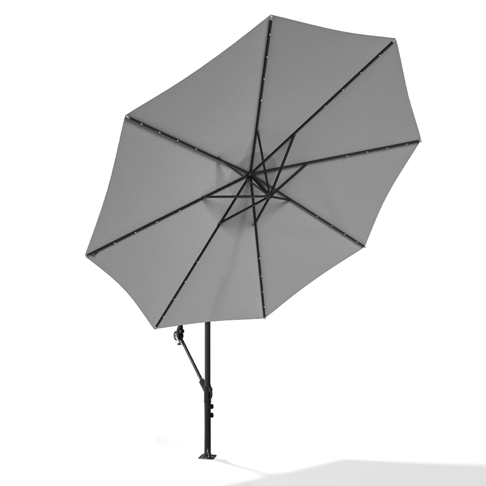 Outdoor 32 LED Lighted Patio Umbrella with Crank Lift System - Daily Deals