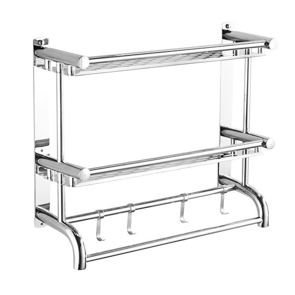 2-Tier Stainless Steel Bathroom Shelf Storage Toilet Shelf Organizer Wall Mounted - Daily Deals