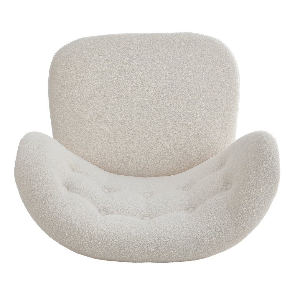 White Boucle Teddy Upholstered Accent Chair With Footstool - Daily Deals