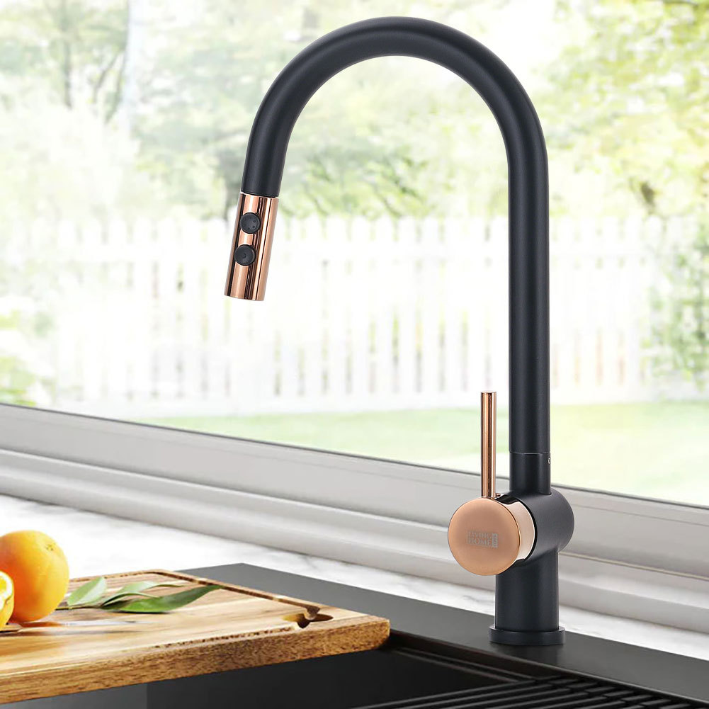 Black Pull Out Single Lever Mono Tap With 2 Jet Options - Daily Deals