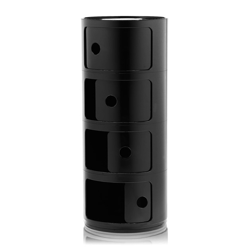 Black 76cm Height Cylindrical 4-Tier Plastic Storage Drawer Unit - Daily Deals