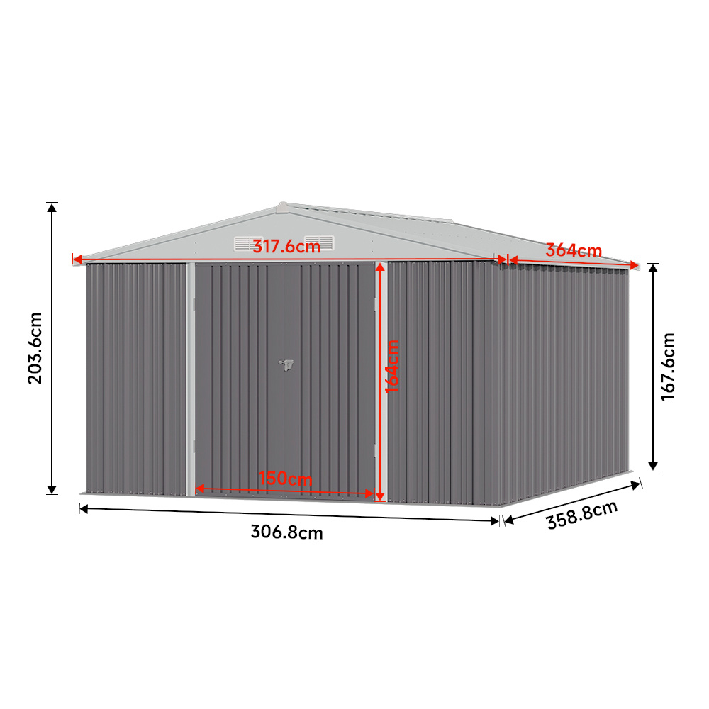 Garden Oasis Outdoor Metal Storage Shed with Lockable Door