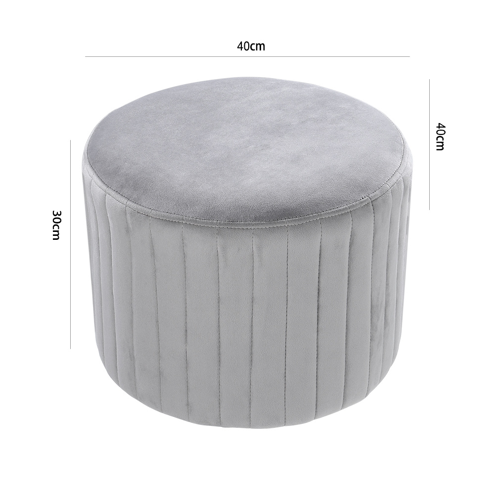Round Velvet Stool Chair Dressing Table Ottoman Grey - Daily Deals