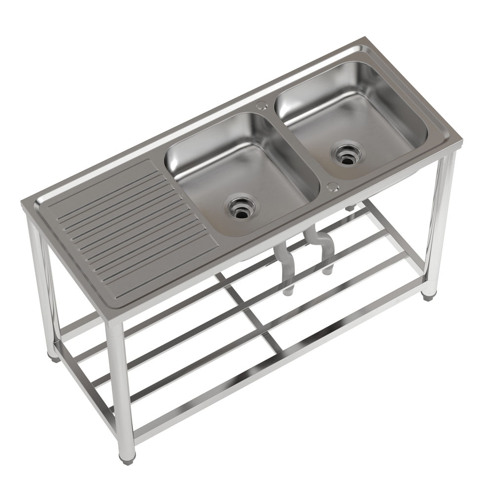 Stainless Steel 2 Compartments Commercial Sink with Drainboard - Daily Deals