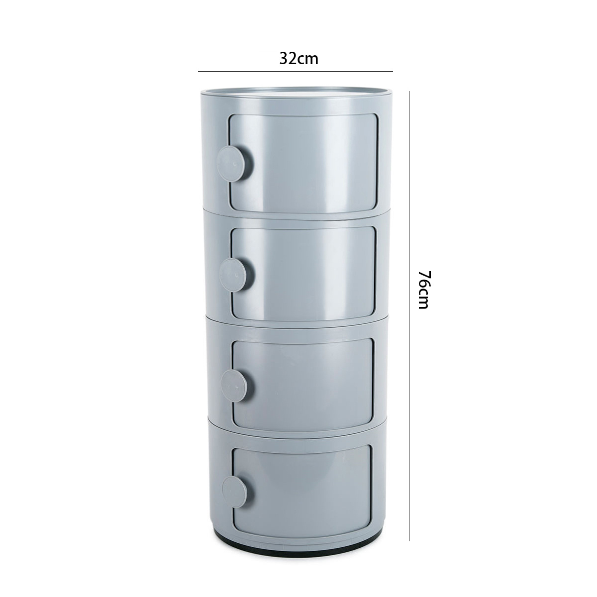 Grey 2ft H Round 4 Tier Drawer Storage Unit Organizer - Daily Deals