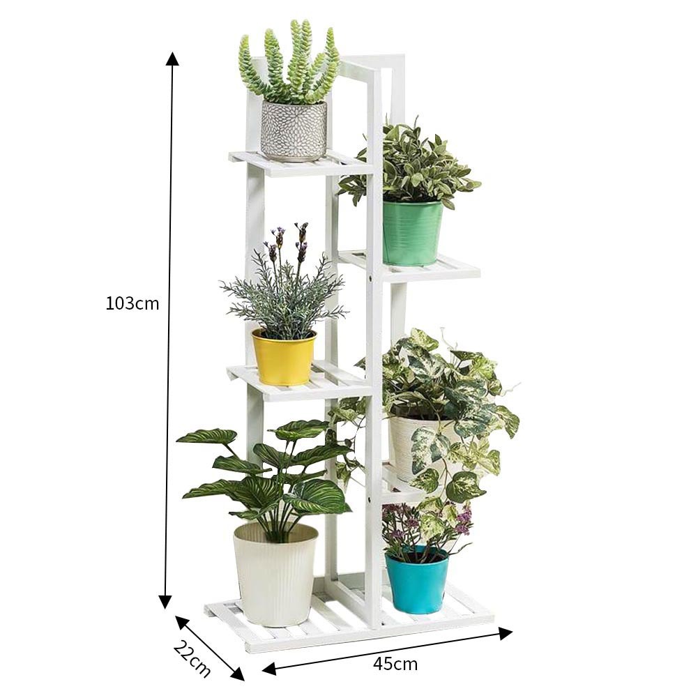 White Wood Plant Flower Display Stand Bonsai Pot Shelf Storage Racking - Daily Deals