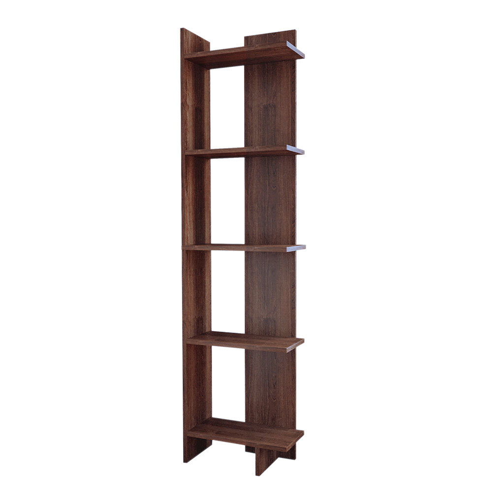 Industrial 5-Tier Corner Bookshelf Shelf Unit, Brown - Daily Deals