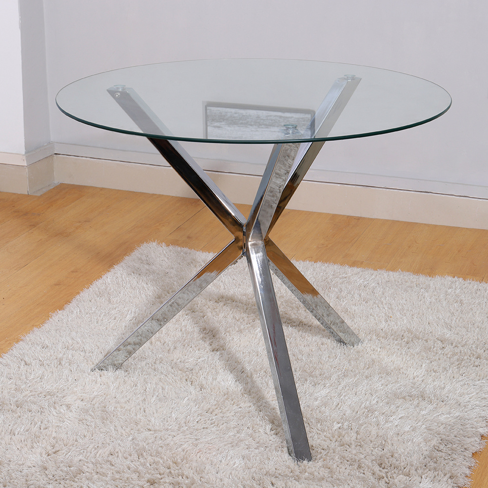 90cm Round Dining Table Tempered Glass Coffee Table - Daily Deals
