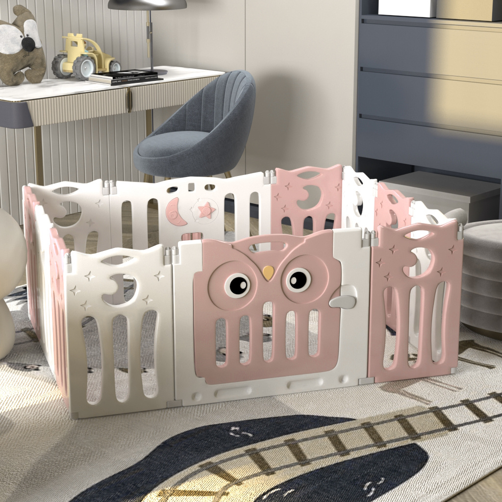 Pink 63cm H Kids Safety Play Yard Blue Foldable Home Activity Center-12 Panels - Daily Deals