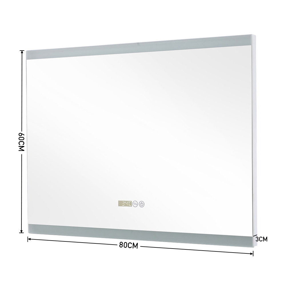 Large Rectangular Frameless Anti-Fog LED Vanity Mirror With Clock - Daily Deals