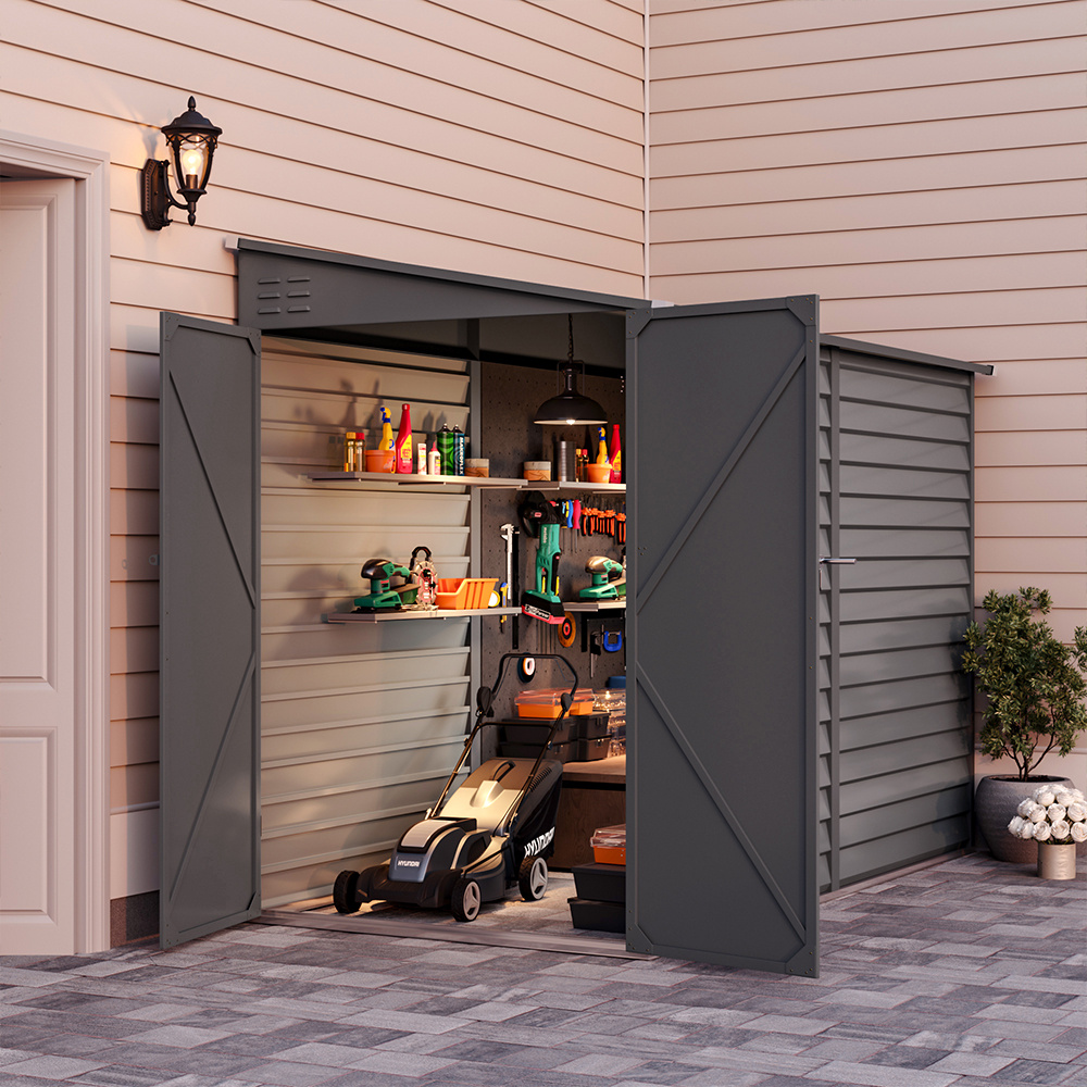 Garden Outdoor Steel Storage Metal Shed, Grey - Daily Deals