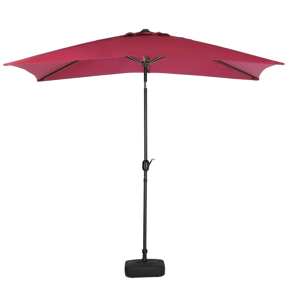 Waterproof Red Rectangular Parasol With Plastic Base - Daily Deals