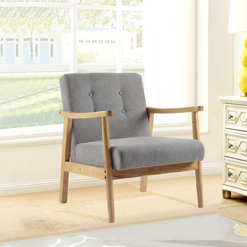 Modern Wood Frame Upholstered Armchair Grey - Daily Deals