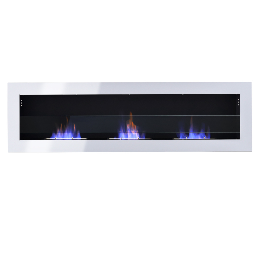 White 55 Inch Bio Ethanol Fireplace Wall Mounted Insert Biofire - Daily Deals