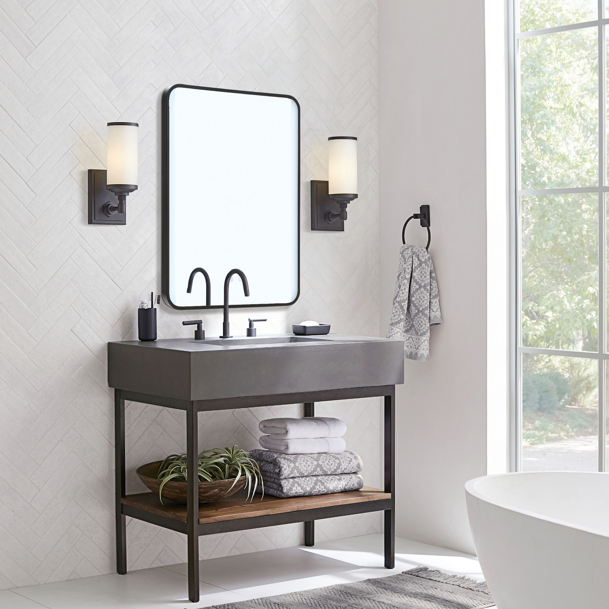 Framed Retangular LED Light Bathroom Vanity Mirror - Daily Deals