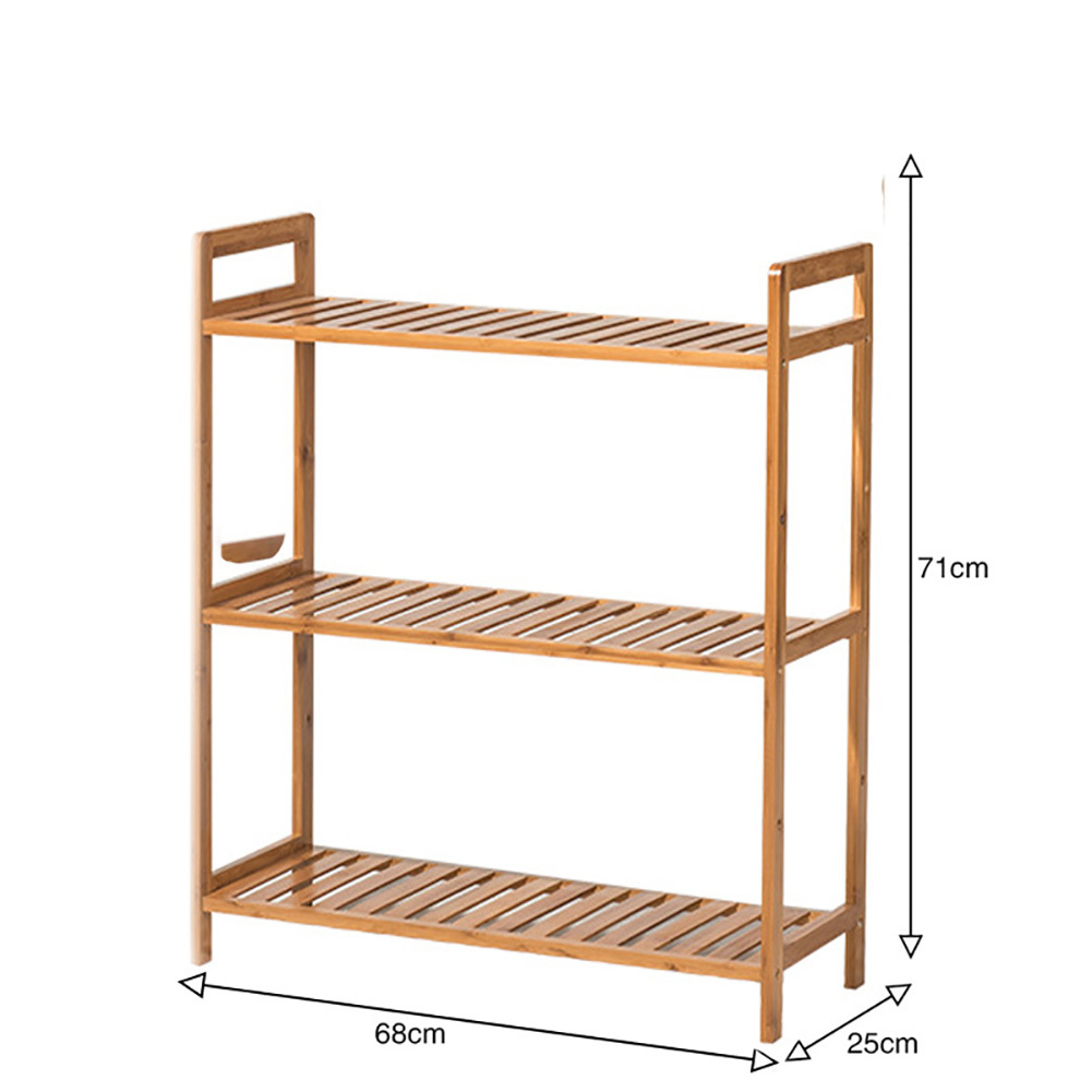 3-Tiered Bamboo Wood Rectangle Living Room Book Nightstand Storage Shelf - Daily Deals