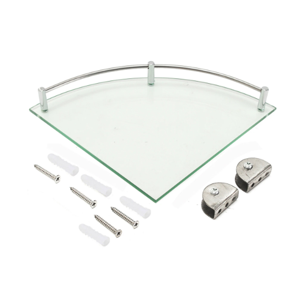 1 Tier Bathroom Glass Corner Shelf Wall Mounted - Daily Deals