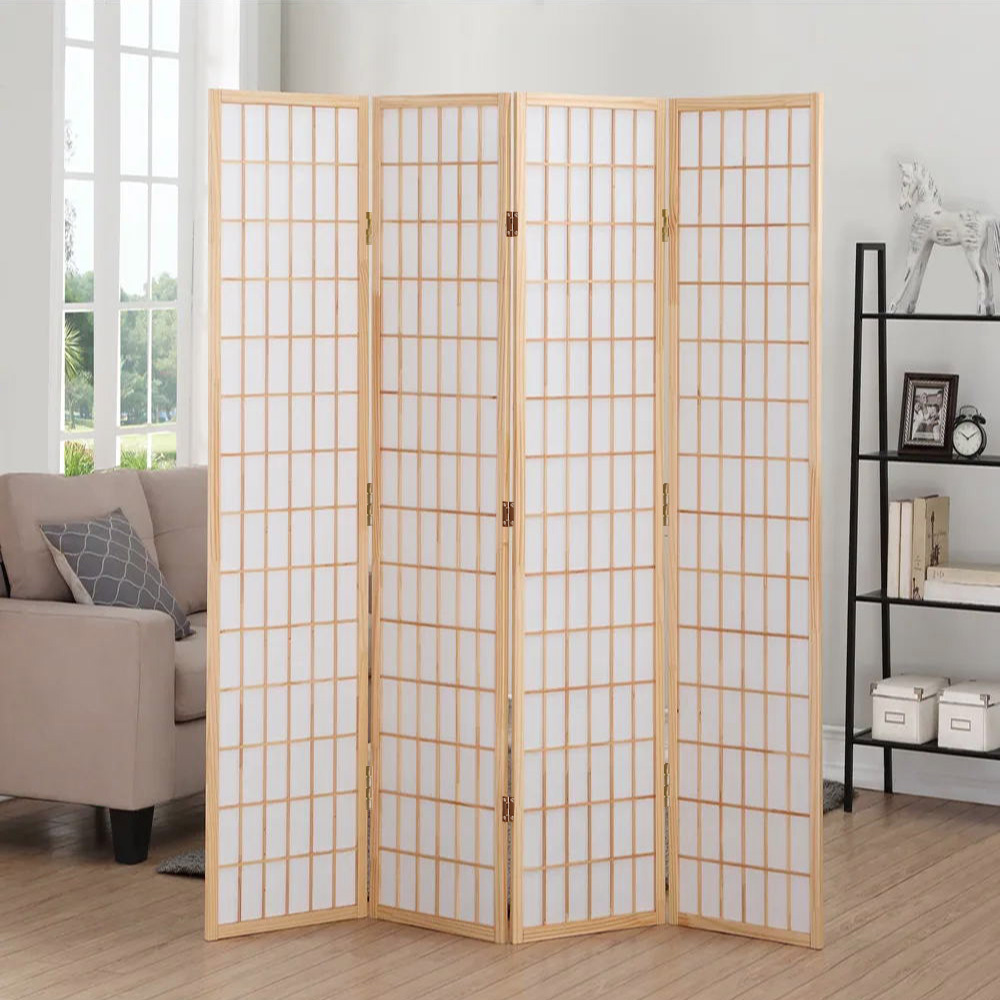 4-Panel Solid Wood Folding Room Divider - Daily Deals