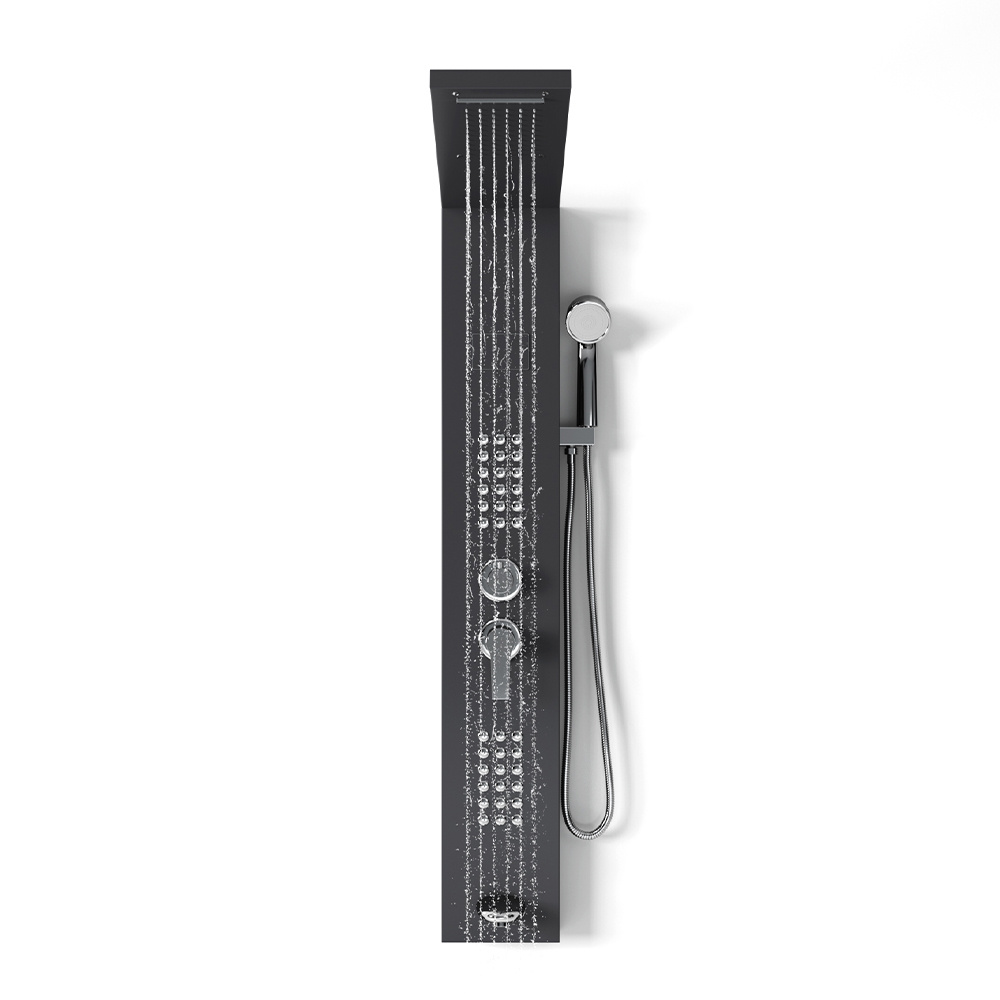 Black 126cm Height 5 Function LED Display Shower Panel Shower System With Hand Shower Head