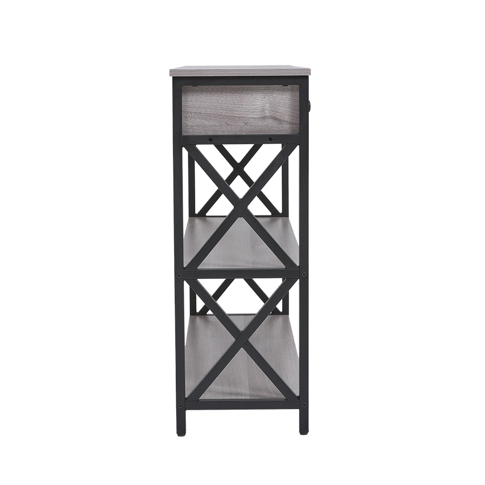 100 Cm W Rustic Grey Narrow Wooden Console Table With Drawers - Daily Deals