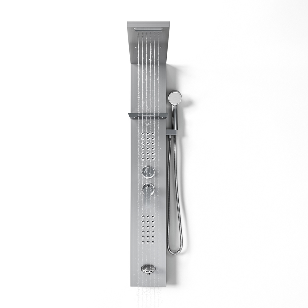 Sliver 126cm Height 5 Function LED Display Shower Panel Shower System With Hand Shower Head - Daily Deals