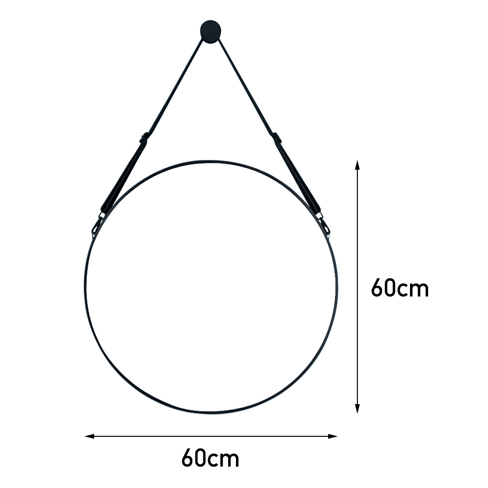 Retro Round Hanging Mirror with Strap 60X3CM - Daily Deals