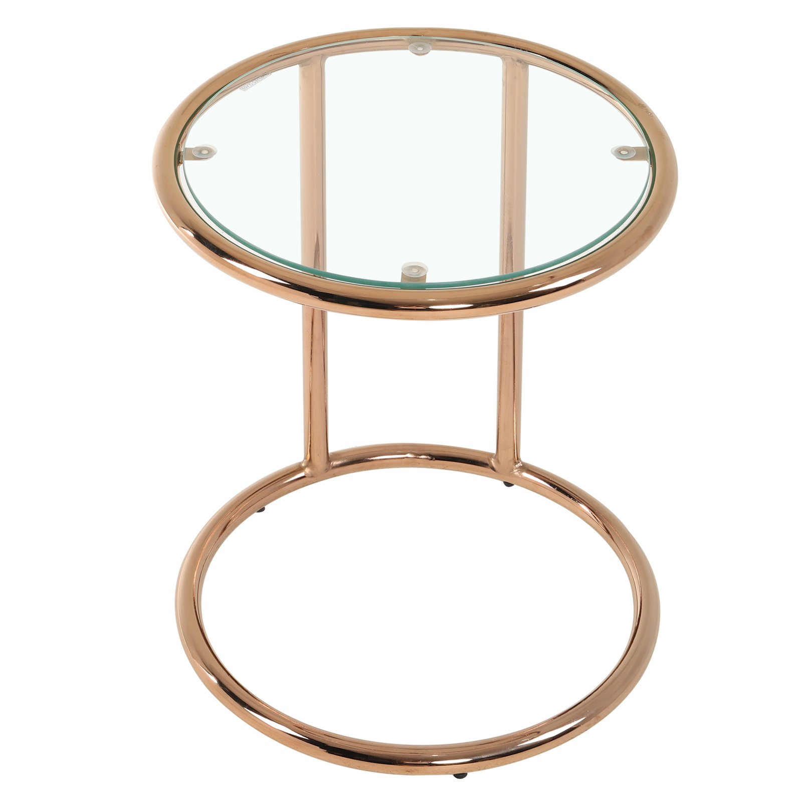 Glossy Metallic Base Side Table with Clear Glass Top - Daily Deals