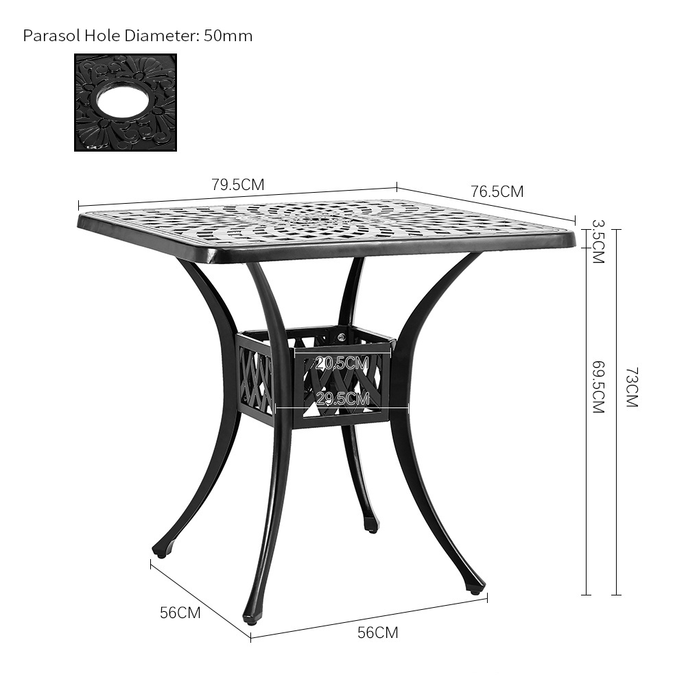 Cast Aluminum Square Outdoor Dining Table Black - Daily Deals