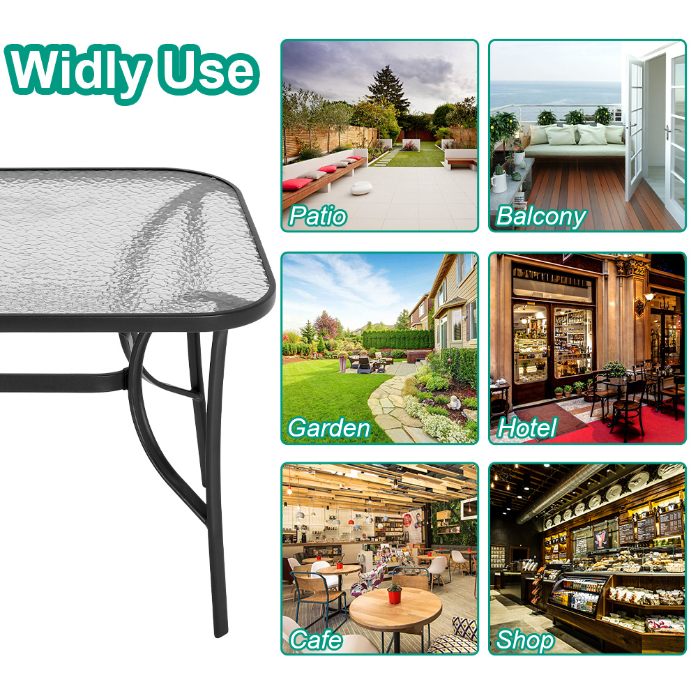 Tempered Glass Outdoor Coffee Table with Parasol Hole - Daily Deals