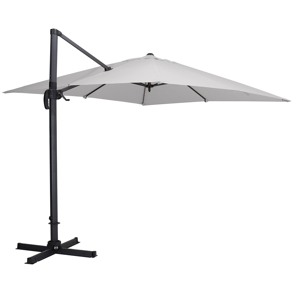 Light Grey 300cm Square Canopy Rotating Cantilever Parasol - Daily Deals