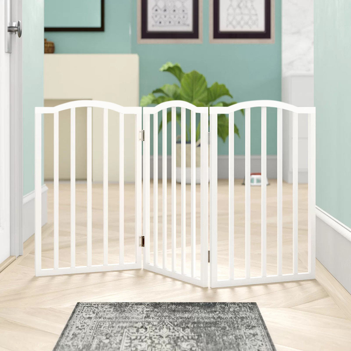 Wooden Foldable Freestanding 3 Panel Pet Gate - Daily Deals