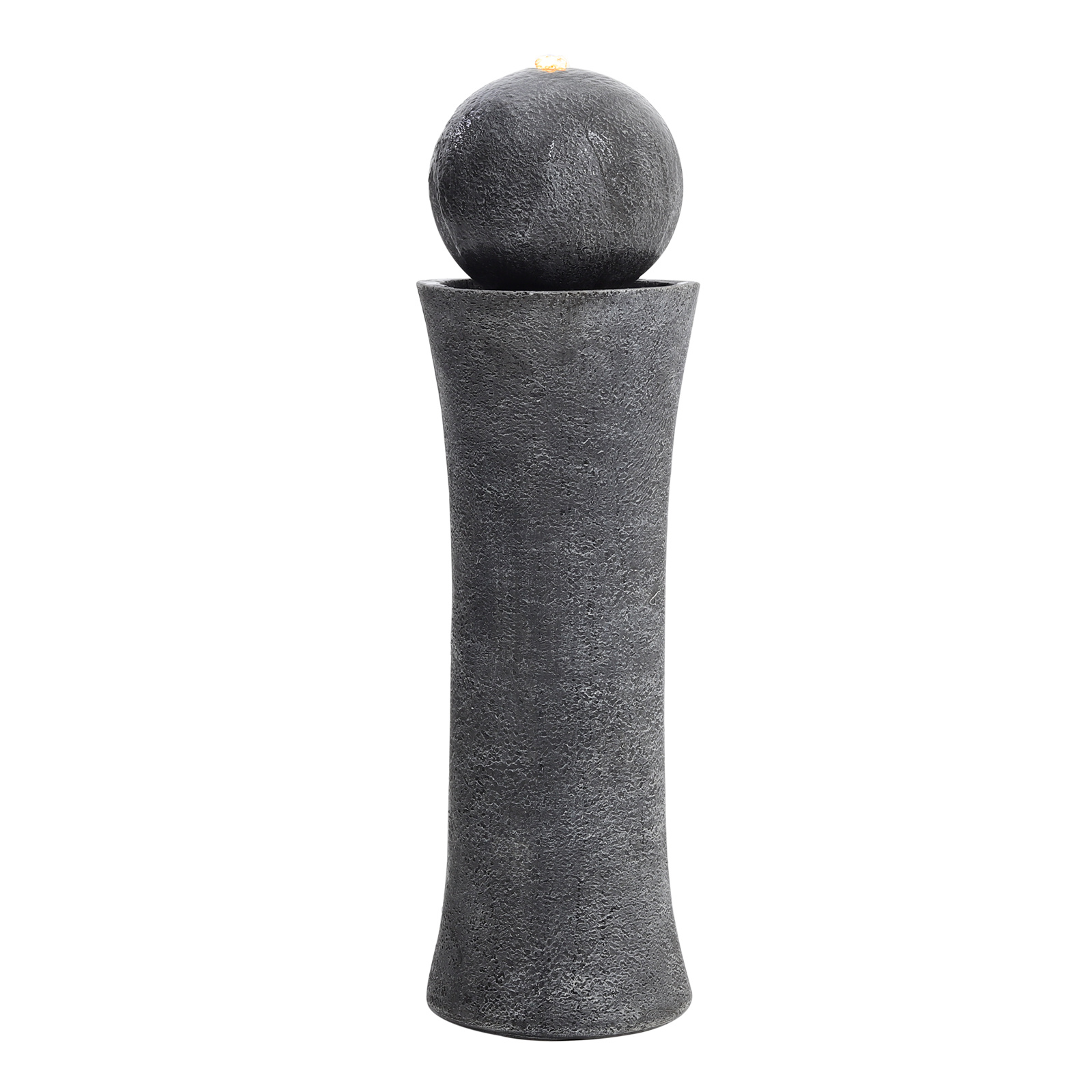 Outdoor Modern Cylindrical Water Polo Fountain with Warm Light - Daily Deals