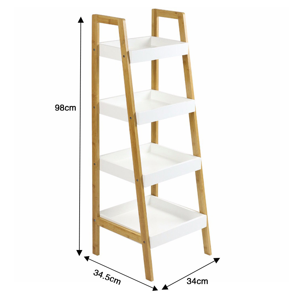 4-Tier Nordic Freestanding Wooden Ladder Shelf Storage Organizer - Daily Deals