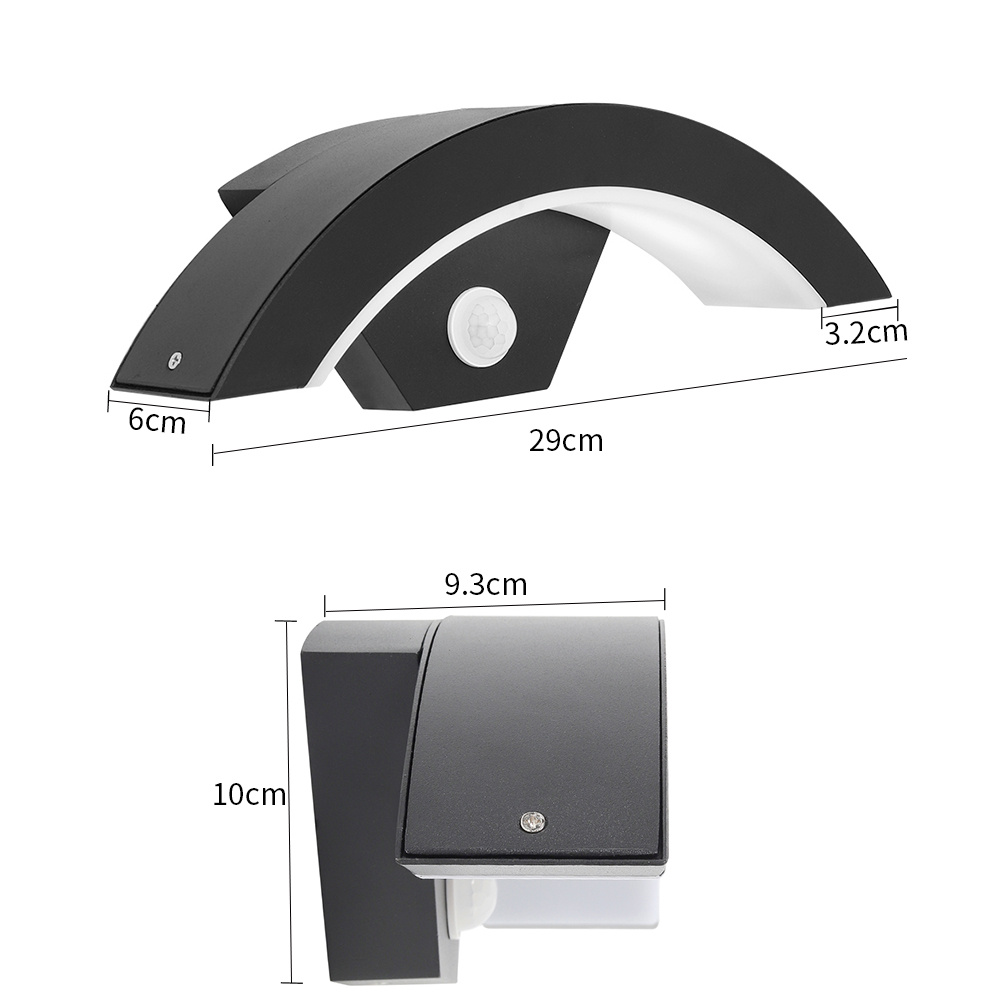Modern Black LED Curved Induction Wall Light for Outdoor - Daily Deals