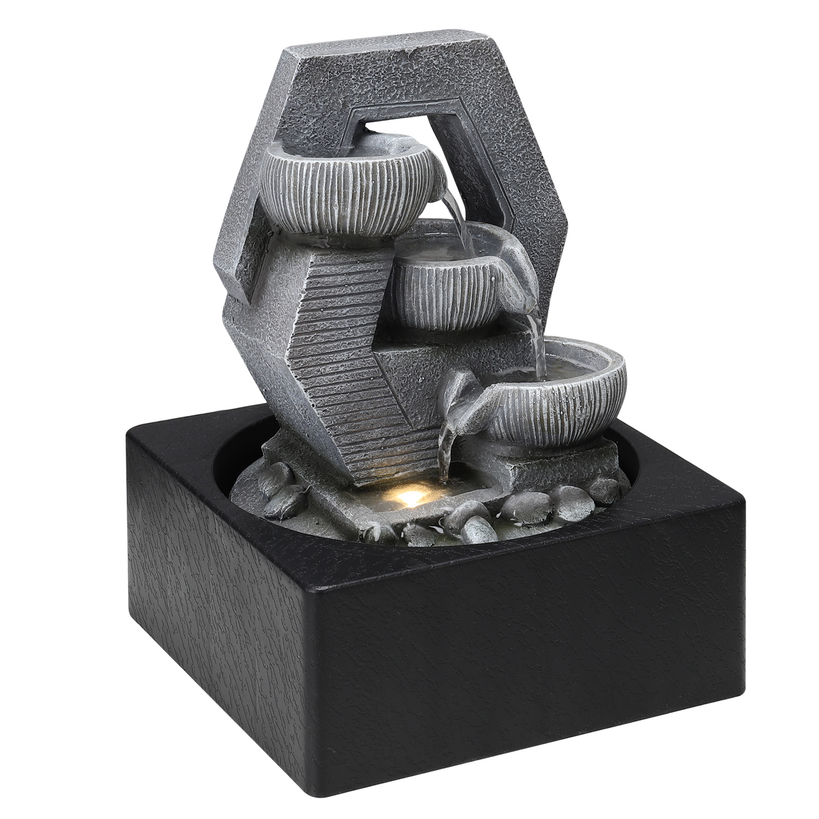 LED Lit Cascade Tabletop Fountain: Serene Water Feature - Daily Deals