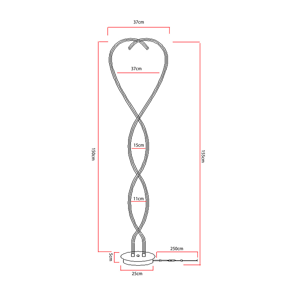 LED Floor Lamp Creative Standing Lamp With 2 Swirling Tubes