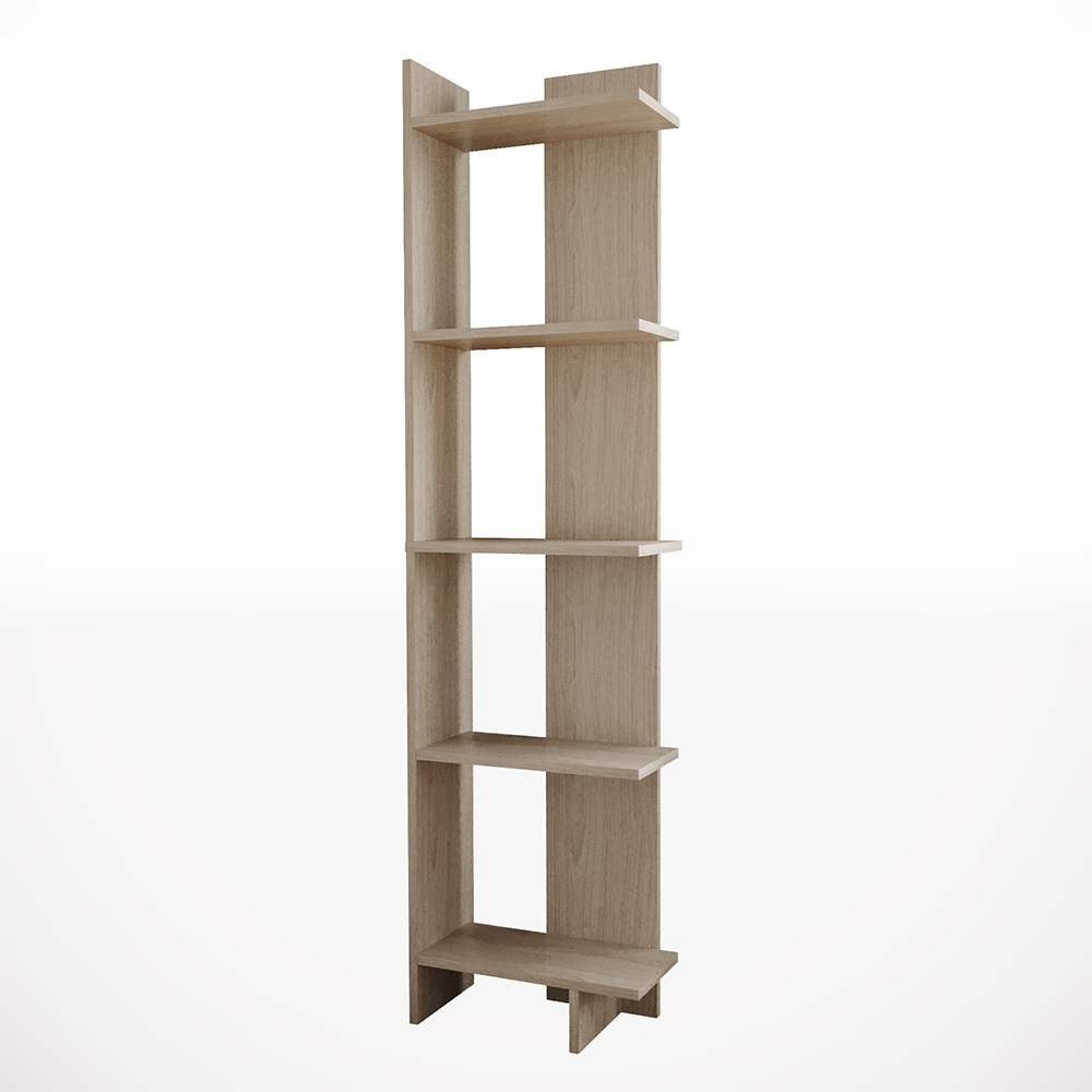 Industrial 5-Tier Corner Bookshelf Shelf Unit, Grey - Daily Deals