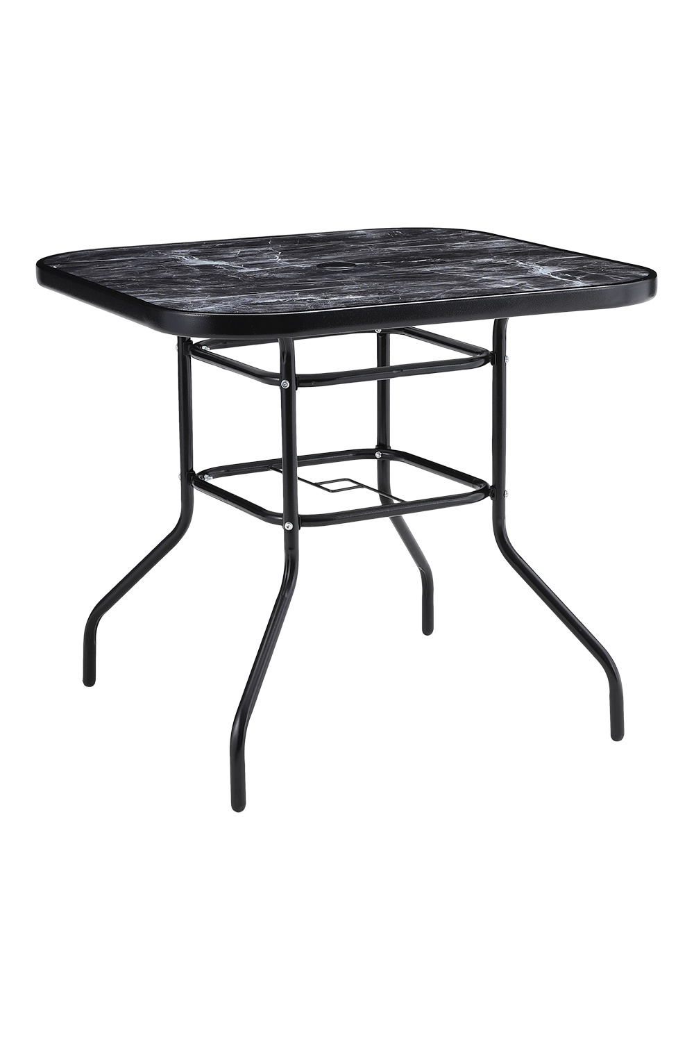 Garden Tempered Glass Square Marble Coffee Table 80*80cm, Black - Daily Deals