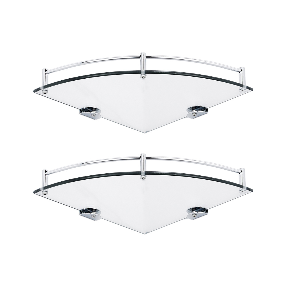 Wall Mounted Bathroom Glass Corner Shelf 24X13.75CM - Daily Deals