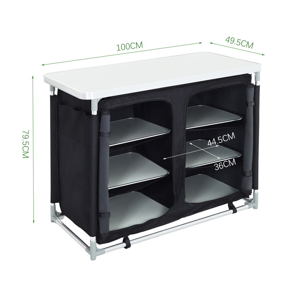 Camping Kitchen Table Portable Cabinet Kitchen Storage Black - Daily Deals